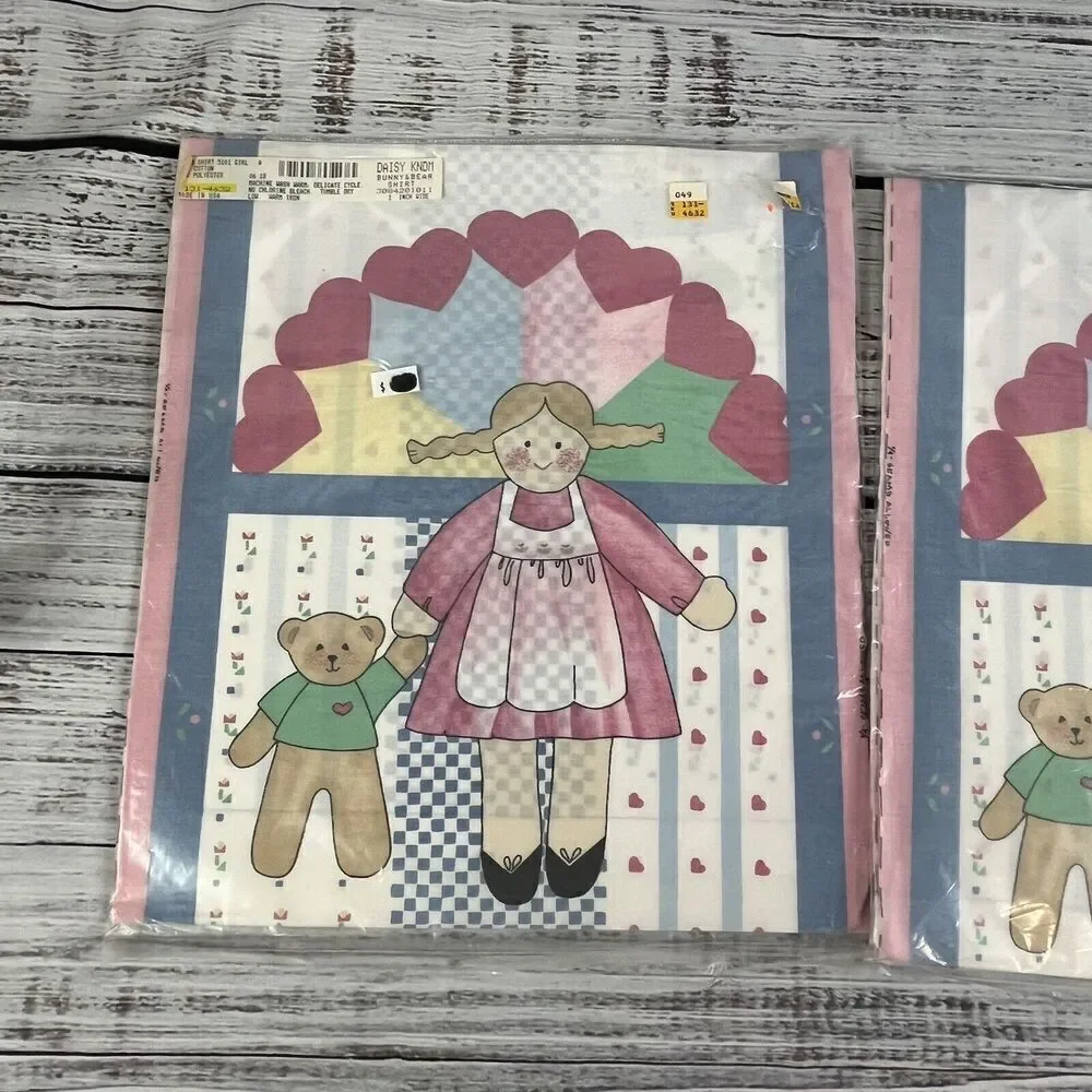 Lot of 2 Vintage Boni's Bunnies & Bears Womens Shirt Kit 5101 Girl With Balloon